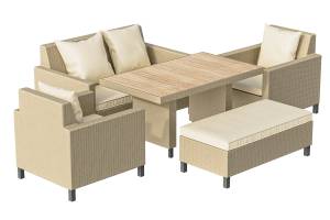 Комплект плетеной мебели MOKKA BELLA малый, соломенный