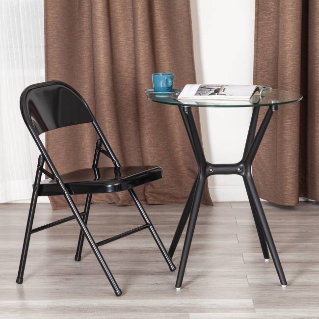 Стул складной Folder/Фолдер (мод. 3023(II))/2 шт. в упаковке металлический, 46,5х48х75, черный  (Комплект из 2 шт.) черный металлический