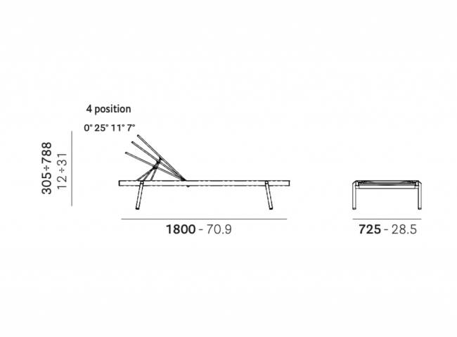 Шезлонг металлический с обивкой Rail песочный 1800х725х305-788 мм Шезлонг металлический с обивкой Rail песочный 1800х725х305-788 мм