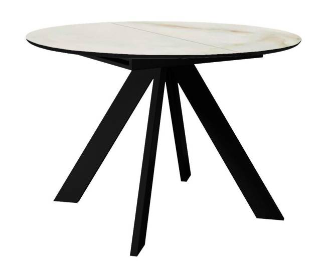Стол DikLine SKC100 d1000 Керамика глянец Ostra Bianco (мрамор глянец белый)/подстолье черное/опоры черные Стол DikLine SKC100 d1000 Керамика глянец Ostra Bianco (мрамор глянец белый)/подстолье черное/опоры черные