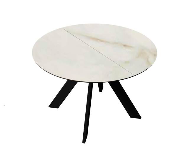 Стол DikLine SKC100 d1000 Керамика глянец Ostra Bianco (мрамор глянец белый)/подстолье черное/опоры черные Стол DikLine SKC100 d1000 Керамика глянец Ostra Bianco (мрамор глянец белый)/подстолье черное/опоры черные