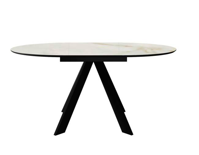 Стол DikLine SKC100 d1000 Керамика глянец Ostra Bianco (мрамор глянец белый)/подстолье черное/опоры черные Стол DikLine SKC100 d1000 Керамика глянец Ostra Bianco (мрамор глянец белый)/подстолье черное/опоры черные