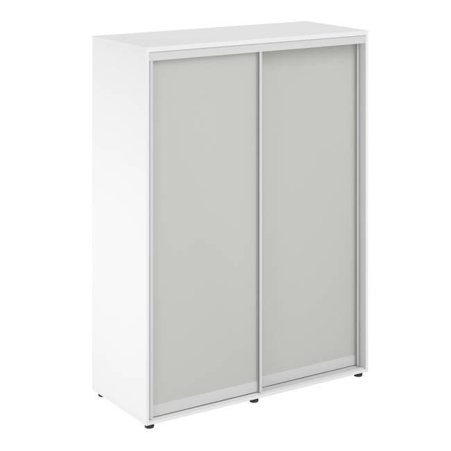 SG.718.WH.SH / Шкаф купе 1438х600х1953  высокий, з.ст. ХДФ, полки / корпус цвет: белый, двери цвет: серый бархат