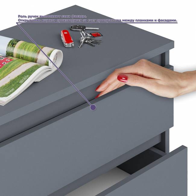 Большой комод МК1200.10 десять ящиков и письменный стол МСП1200 Мори цвет графит