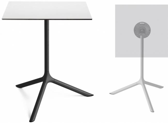 Стол ламинированный обеденный складной Tripe Maxi Folding черный, белый 700х700х740 мм