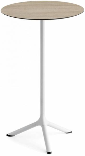 Стол ламинированный барный складной Tripe Folding белый, состаренный дуб тортора Ø600х1100 мм