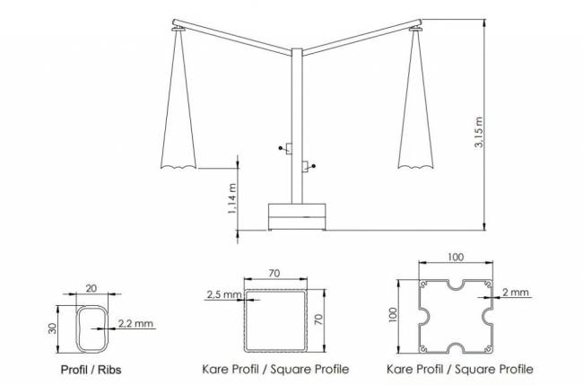 Зонт профессиональный четырехкупольный 6.53х6.53 м Banana Quadro 6530х6530 мм Зонт профессиональный четырехкупольный 6.53х6.53 м Banana Quadro 6530х6530 мм
