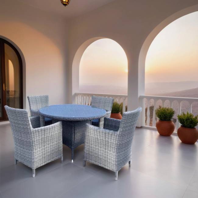 Комплект плетеной мебели AM-395C/T395 Grey (4+1)