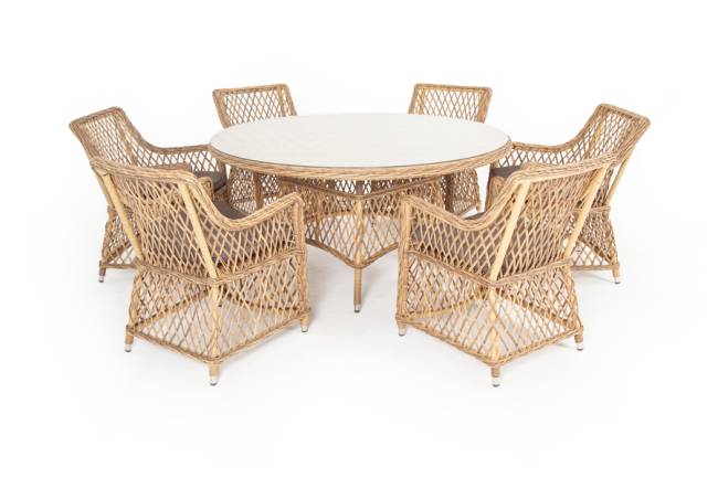 "Эспрессо - 150 L" обеденная группа плетеная, цвет соломенный