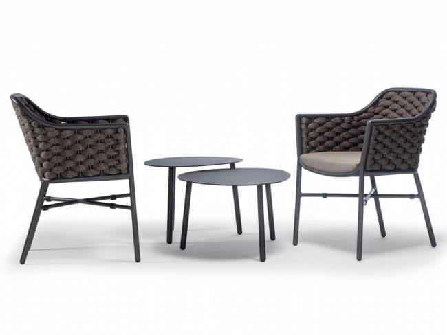 Кресло плетеное с подушкой Panama антрацит, коричневый 610х570х790 мм