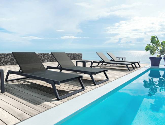 Шезлонг-лежак металлический Tropic черный, темно-серый 2100х720х310 мм Шезлонг-лежак металлический Tropic черный, темно-серый 2100х720х310 мм