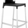 Стул пластиковый барный Ego-S Bar сатинированный алюминий, черный матовый, прозрачный 510х530х1100 мм