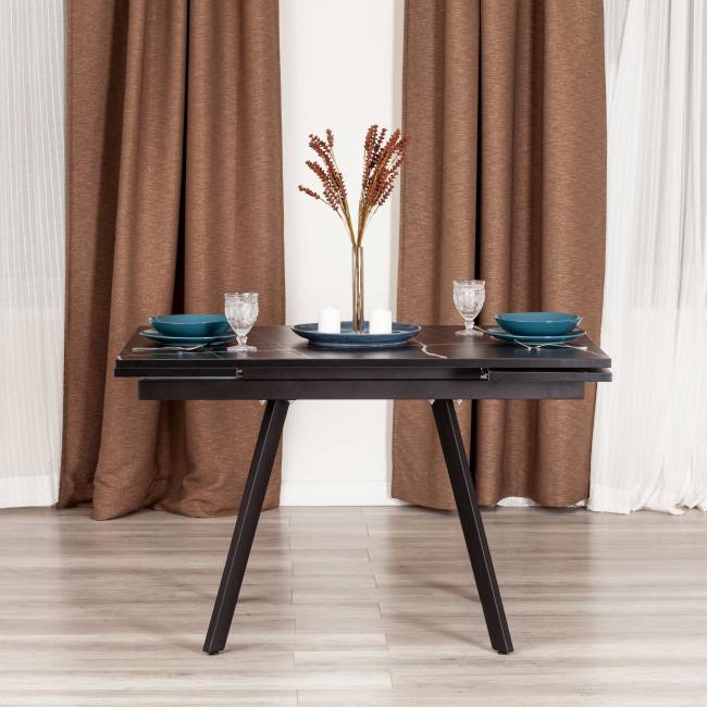 Стол VIGO ЛДСП/HPL/металл,  120 x 80 x 30 х 30 х 75 см, Мрамор чёрный/чёрный Мрамор чёрный/чёрный ЛДСП/HPL/металл