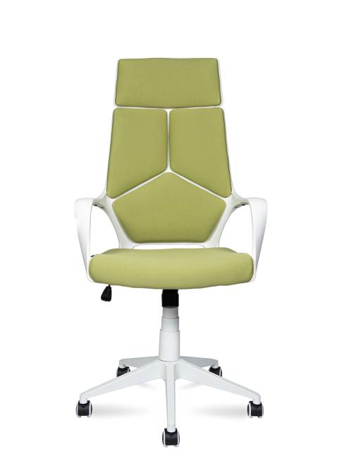 Кресло офисное / IQ / белый пластик / зеленая ткань