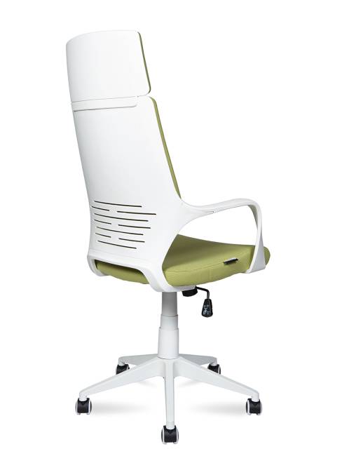 Кресло офисное / IQ / белый пластик / зеленая ткань