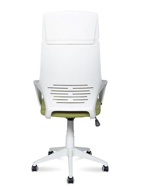 Кресло офисное / IQ / белый пластик / зеленая ткань