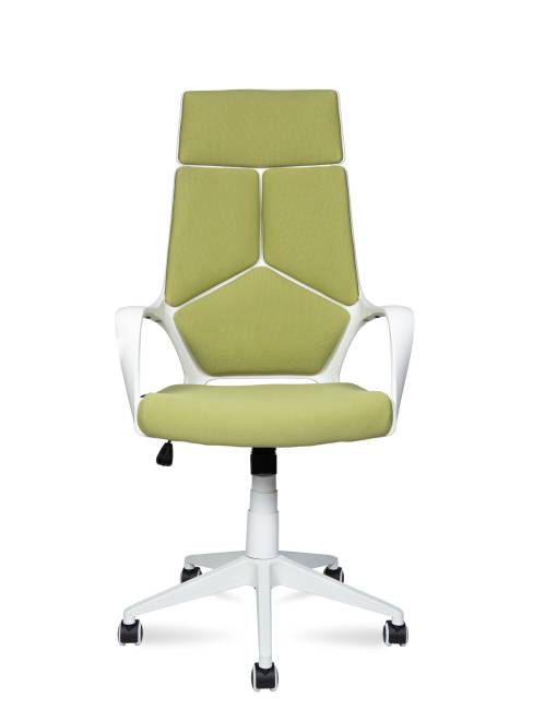 Кресло офисное / IQ / белый пластик / зеленая ткань