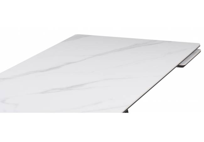 Памелла 120 (180) х 80 белый мрамор / пленка черная шагрень / ноги черные