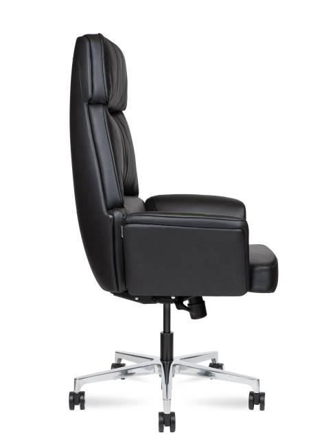Кресло офисное / Бонно / Bonno / черная кожа / алюминиевая база