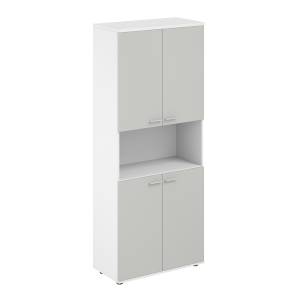 SG.861.WH.SH.SH / Шкаф высокий с нишей 800х400х1955, 4-х дв, з.ст ЛДСП 16 мм / корпус: белый; фасады: серый бархат