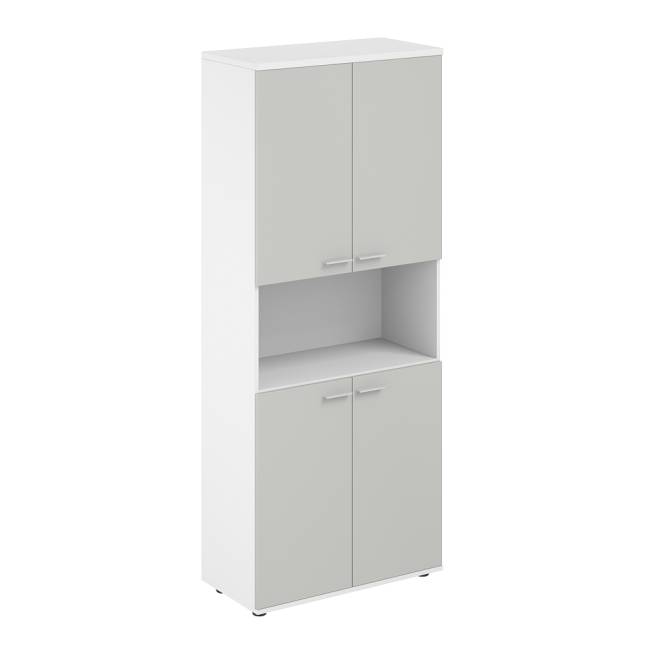 SG.861.WH.SH.SH / Шкаф высокий с нишей 800х400х1955, 4-х дв, з.ст ЛДСП 16 мм / корпус: белый; фасады: серый бархат