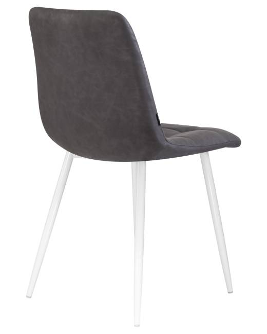 Стул обеденный DOBRIN ALEX, белые ножки, серая антрацитовая винтажная экокожа (RU-08)