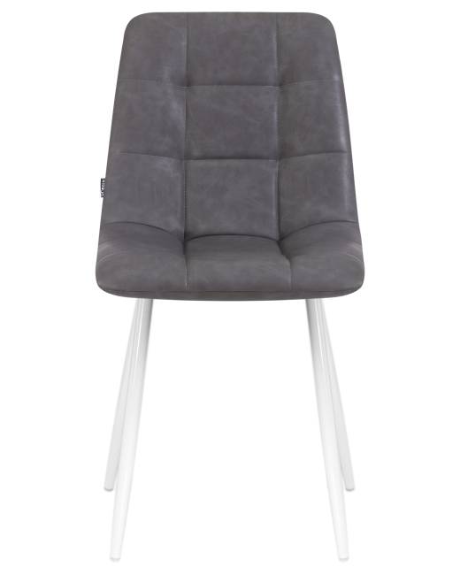 Стул обеденный DOBRIN ALEX, белые ножки, серая антрацитовая винтажная экокожа (RU-08)