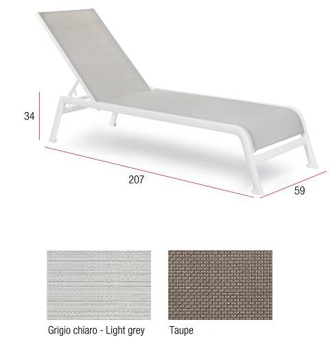Шезлонг металлический Caraibi белый, светло-серый 2070х590х340 мм Шезлонг металлический Caraibi белый, светло-серый 2070х590х340 мм