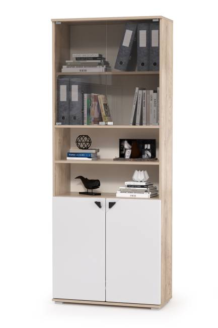 Модульная мебель для домашнего офиса Бостон № 32 цвет дуб эндгрейн элегантный/фасады МДФ милк рикамо софт