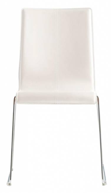 Стул с мягкой обивкой на полозьях Kuadra хромированный, белый 510х540х865 мм