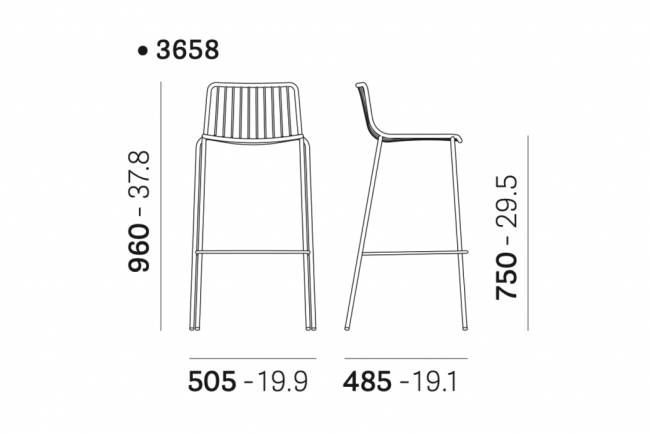 Стул металлический барный Nolita зеленый шалфей 505х485х960 мм