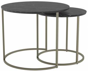 Комплект журнальных столов Калифорния Лесли Черный мрамор/Титан