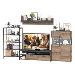 Модульная мебель для гостиной с подсветкой Трувор № 55 цвет дуб гранж песочный/интра