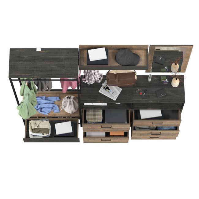 Прихожая в стиле лофт Трувор № 226 цвет дуб гранж песочный/интра