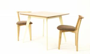 Стол Сканди М 100 слоновая кость/натур со стульями Франк натур велюр коричневый