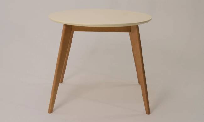 Стол Сканди К 90 натур/слоновая кость со стульями Франк натур рогожка серый