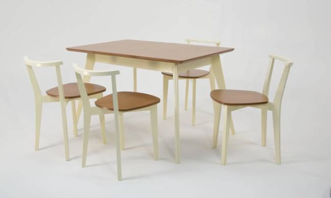 Стол Сканди 120, Слоновая кость/Натуральное дерево