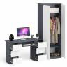 Стол компьютерный МС-2 две тумбы с ящиками с двухдверным шкафом Мори цвет графит/белый