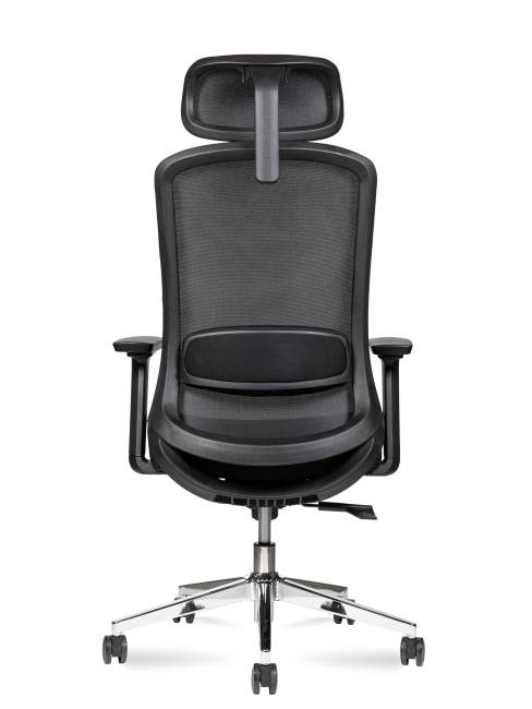 Кресло офисное / Космо блэк / Cosmo black / база хром / черный пластик / черная сетка / черная ткань