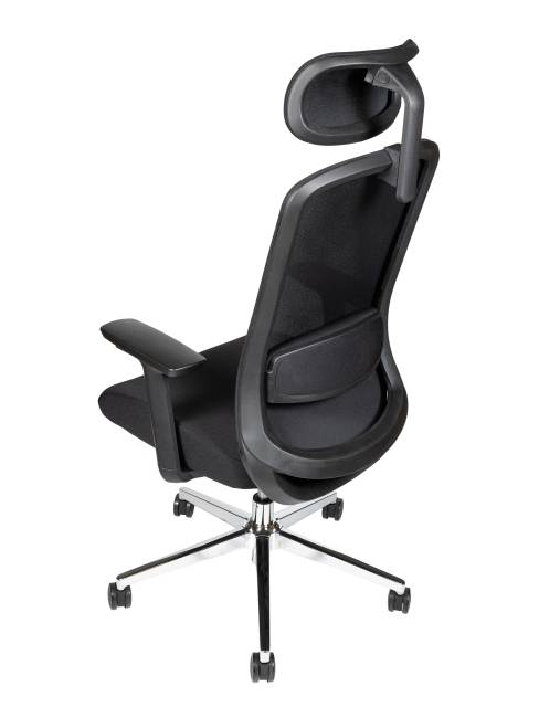 Кресло офисное / Космо блэк / Cosmo black / база хром / черный пластик / черная сетка / черная ткань