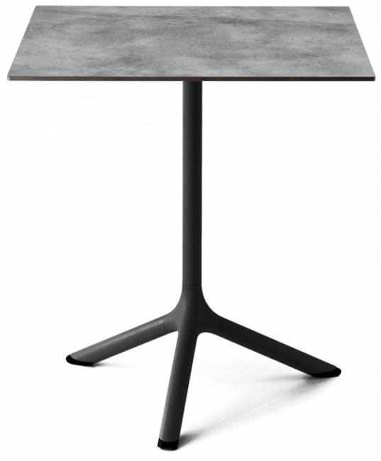 Стол ламинированный обеденный Tripe черный, цементный 600х600х740 мм