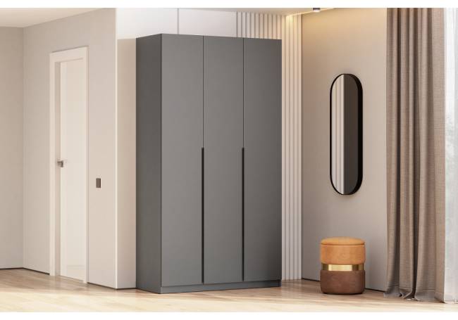 Шкаф Даиго трехстворчатый графит серый