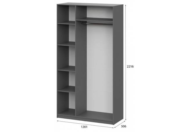 Шкаф Даиго трехстворчатый графит серый