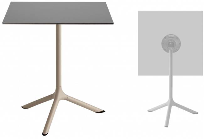 Стол ламинированный обеденный складной Tripe Folding тортора, антрацит 600х600х740 мм