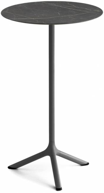 Стол ламинированный барный Tripe антрацит, черный мрамор Сахара Ø600х1100 мм
