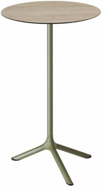 Стол ламинированный барный складной Tripe Folding оливковый, состаренный дуб тортора Ø600х1100 мм