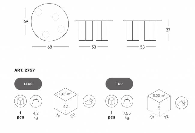 Столик ламинированный кофейный Hyppo нефтяной зеленый 690х680х370 мм