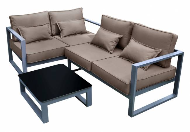 Комплект садовой мебели из алюминия “Место для семьи” Шоколад G401.32Е04 (Диван двухместный+диван с правым подлокотником+столик журнальный)