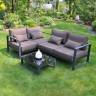 Комплект садовой мебели из алюминия “Место для семьи” Шоколад G401.32Е04 (Диван двухместный+диван с правым подлокотником+столик журнальный)