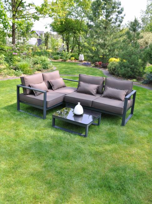 Комплект садовой мебели из алюминия “Место для семьи” Шоколад G401.32Е04 (Диван двухместный+диван с правым подлокотником+столик журнальный)